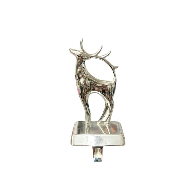 Kurt Adler Metal Silver Reindeer Christmas Stocking Holder - Picture 1 of 7
